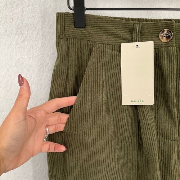 NWT Halara Green Mid Rise Button Zipper Pockets Corduroy Casual Joggers Sz Small - Picture 6 of 9